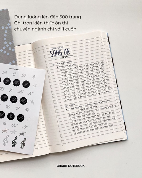 Vở kẻ ngang 200 trang Composition bìa cứng tặng kèm sticker Chấm bi Be