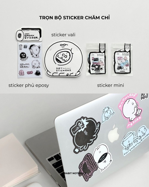 Set 10 miếng Sticker Mini Chăm chỉ - Set Chăm đi