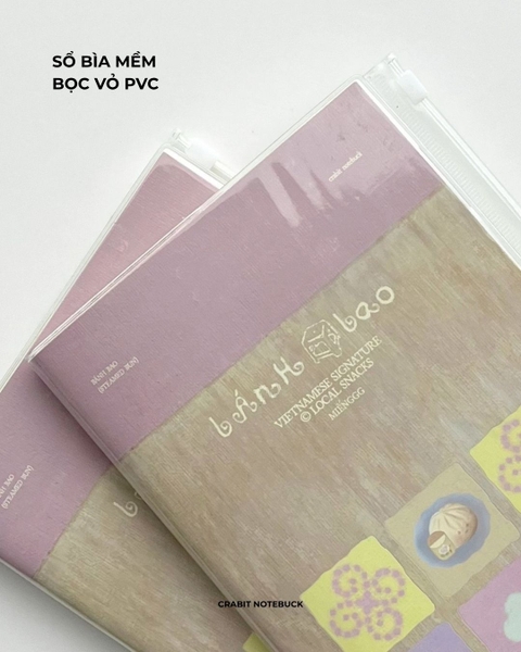 Sổ tay A5 bìa mềm bọc vỏ PVC tặng kèm sticker 130gsm 128 trang ruột dot Miếng Bánh Bao
