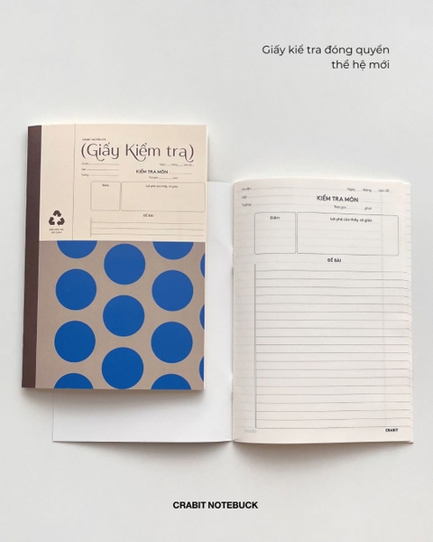 Giấy kiểm tra 15 tờ đôi Chấm bi - Xanh Be