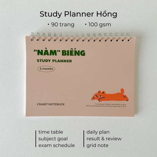 Sổ kế hoạch hoc tập Study Planner - "Nàm" Biếng Hồng