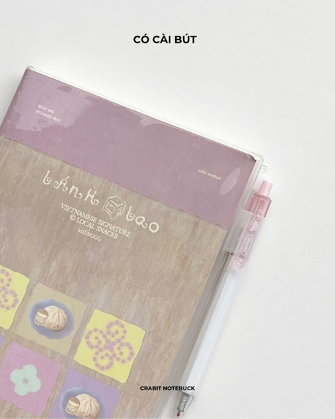 Sổ tay A5 bìa mềm bọc vỏ PVC tặng kèm sticker 130gsm 128 trang ruột dot Miếng Bánh Bao