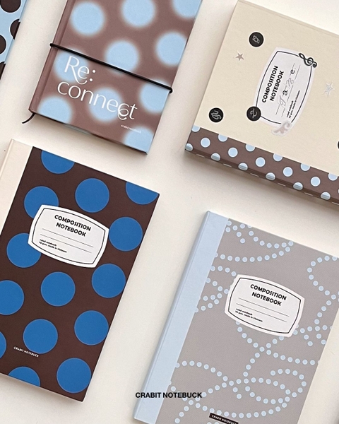 Vở kẻ ngang 200 trang Composition bìa cứng tặng kèm sticker Chấm bi Be