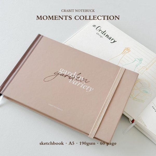 Sổ sketchbook A5 190gsm Moments Collection - Garden trơn nâu