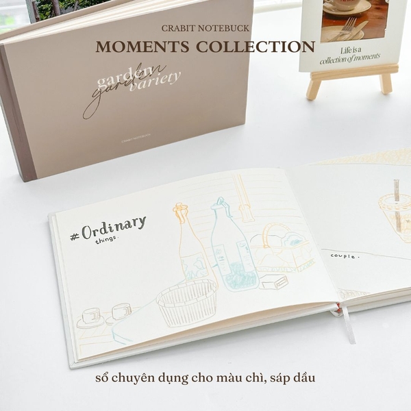Sổ sketchbook A5 190gsm Moments Collection - Garden trơn nâu