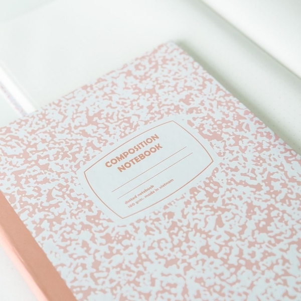 Vở dot 140 trang tặng kèm sticker Composition Collection - Hồng Peach