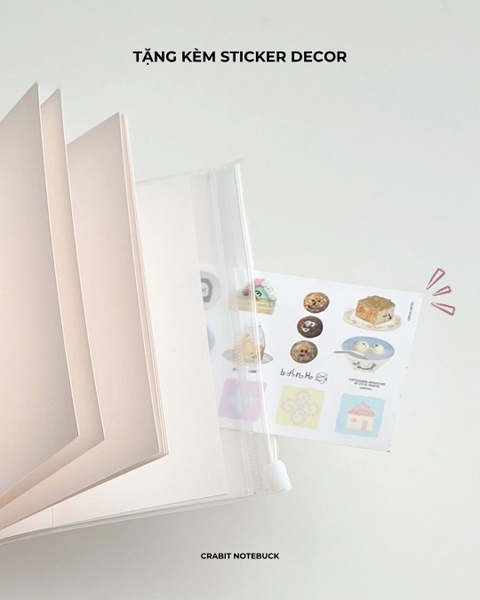 Sổ tay A5 bìa mềm bọc vỏ PVC tặng kèm sticker 130gsm 128 trang ruột dot Miếng Bánh Bao