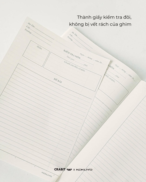 Vở giấy kiểm tra kẻ ngang B5 đóng quyển 30 tờ đôi Crabit x Kokuyo Land of Too-Shy 2 - Bananeet