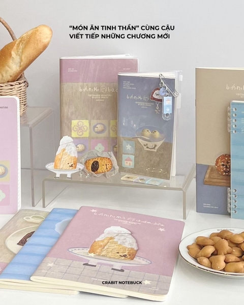 Sổ tay A5 bìa mềm bọc vỏ PVC tặng kèm sticker 130gsm 128 trang ruột dot Miếng Bánh Bao