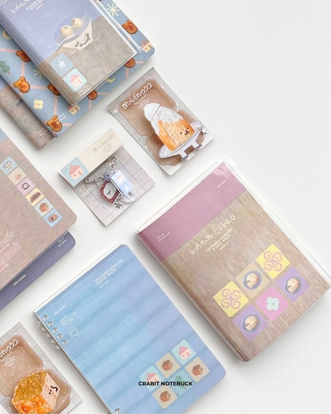 Sổ tay A5 bìa mềm bọc vỏ PVC tặng kèm sticker 130gsm 128 trang ruột dot Miếng Bánh Bao