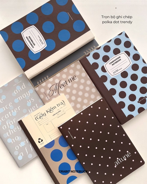 Giấy kiểm tra 15 tờ đôi Chấm bi - Xanh Đen