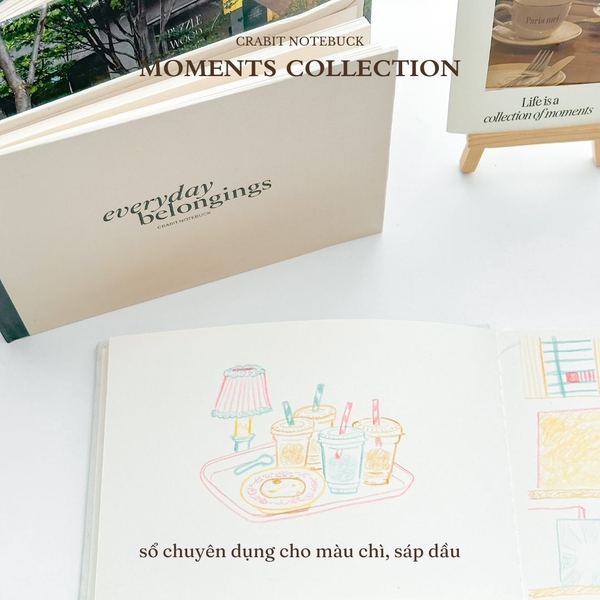 Sổ sketchbook A5 190gsm Moments Collection - Garden trơn be