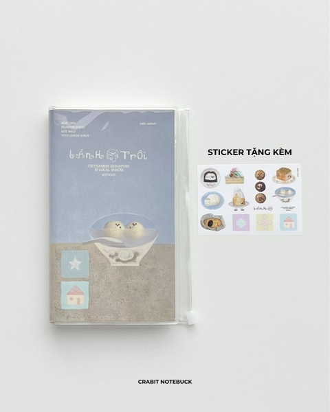 Sổ tay handy bìa mềm bọc vỏ PVC tặng kèm sticker 130gsm 128 trang ruột grid Miếng Bánh Trôi