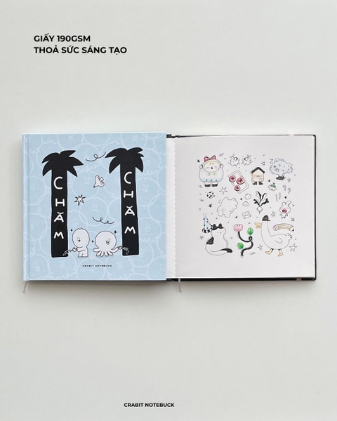 Sketchbook vuông 190gsm 80 trang 21x21cm Chăm chỉ - Xanh