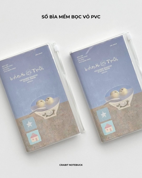 Sổ tay handy bìa mềm bọc vỏ PVC tặng kèm sticker 130gsm 128 trang ruột grid Miếng Bánh Trôi