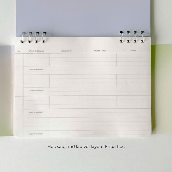 Sổ học từ B5 ruột kẻ ngang 90 trang học 360 từ - Hên Gradient