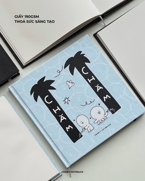 Sketchbook vuông 190gsm 80 trang 21x21cm Chăm chỉ - Xanh