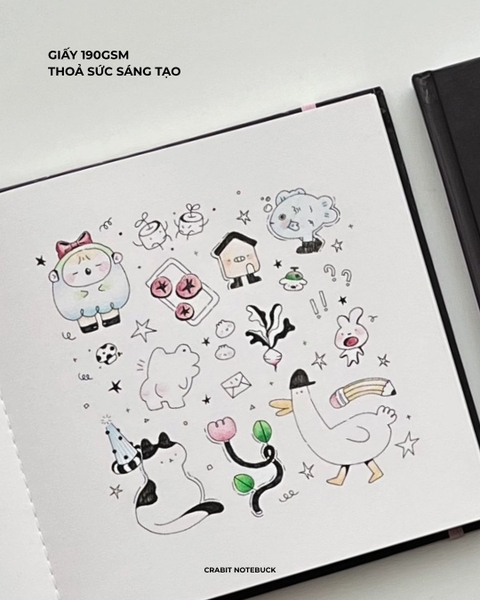 Sketchbook vuông 190gsm 80 trang 21x21cm Chăm chỉ - Chăm Hoa