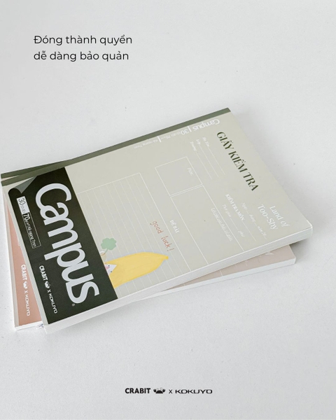 Vở giấy kiểm tra kẻ ngang B5 đóng quyển 30 tờ đôi Crabit x Kokuyo Land of Too-Shy 2 - Thỏ