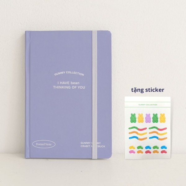 [Tặng kèm sticker] Sổ tay dotgrid bỏ túi Gummy Collection - Bean Xanh tím
