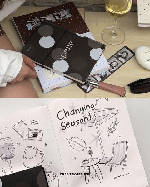 Sổ tay A5 trơn 132 trang 130gsm Chấm bi - Đen Trắng