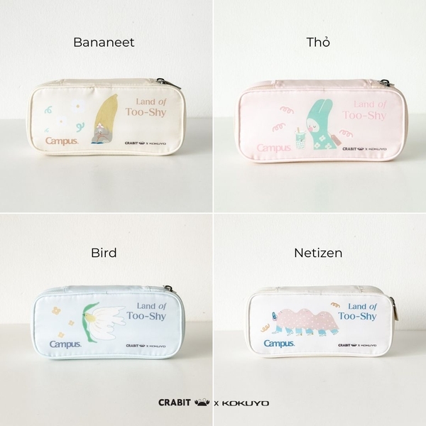 Túi Bút Viết Học Sinh Đa Năng Nhiều Ngăn Tiện Lợi In hình Crabit x Kokuyo Campus | Land of Too Shy Series
