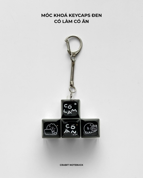 Móc khoá keycaps 4 phím Chăm chỉ