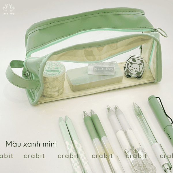 Túi đựng bút trong suốt cỡ lớn màu trơn