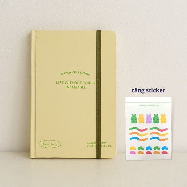 [Tặng kèm sticker] Sổ tay dotgrid bỏ túi Gummy Collection - Bear Vàng