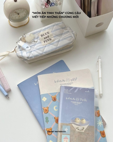 Sổ tay handy bìa mềm bọc vỏ PVC tặng kèm sticker 130gsm 128 trang ruột grid Miếng Bánh Trôi