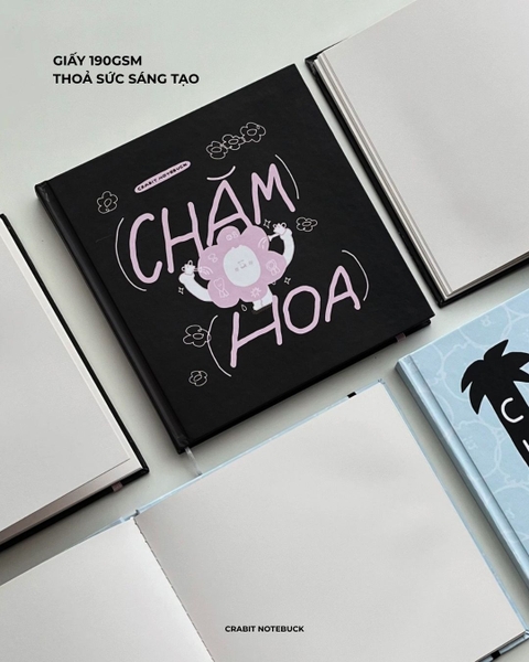 Sketchbook vuông 190gsm 80 trang 21x21cm Chăm chỉ - Chăm Hoa