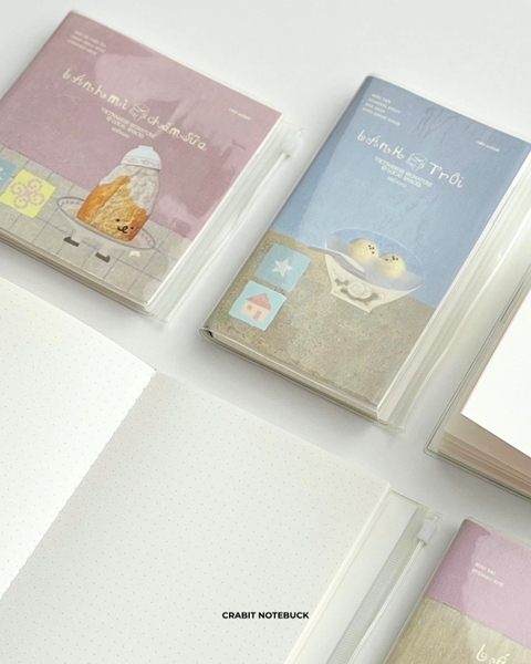 Sổ tay handy bìa mềm bọc vỏ PVC tặng kèm sticker 130gsm 128 trang ruột grid Miếng Bánh Trôi