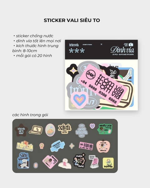 Sticker Dính Vía Siêu to dán Vali