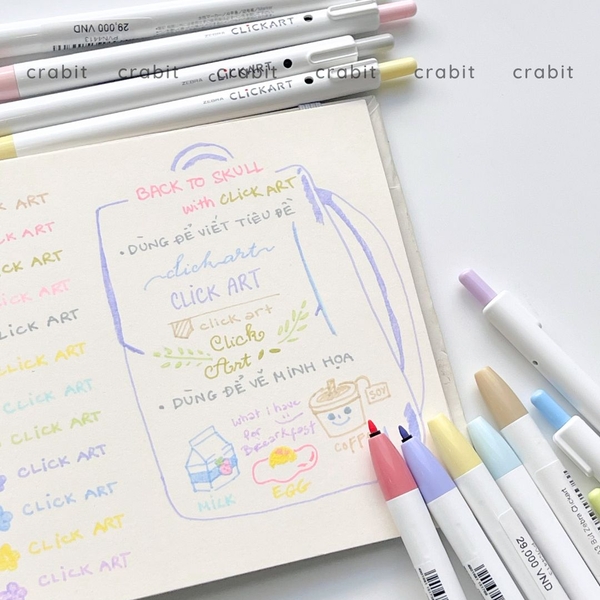 Bút Zebra Clickart nhiều màu mực ngòi 0/.6mm