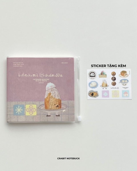 Sketchbook vuông bìa mềm bọc vỏ pvc tặng kèm sticker 190gsm 72 trang Miếng Bánh Mỳ