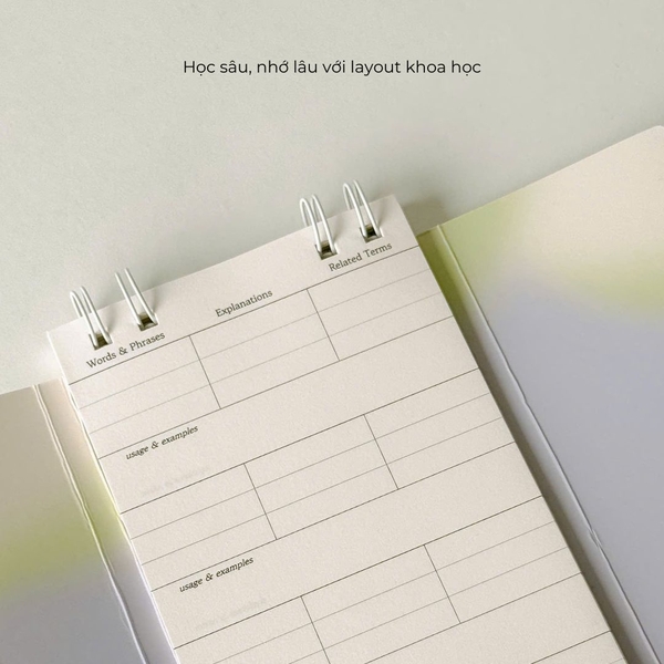 Sổ học từ Handy ruột kẻ ngang 90 trang học 360 từ - Hên Gradient