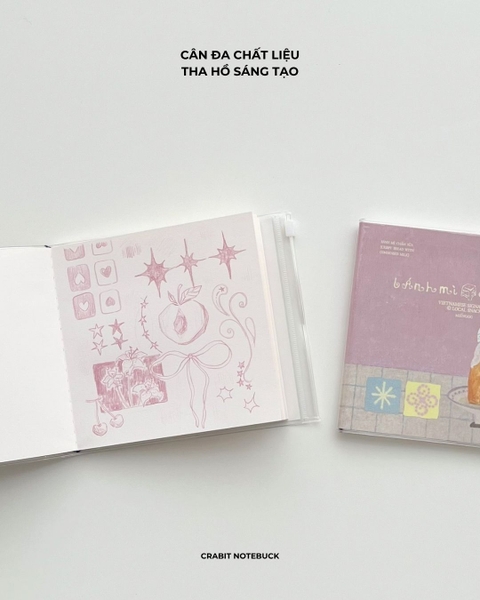 Sketchbook vuông bìa mềm bọc vỏ pvc tặng kèm sticker 190gsm 72 trang Miếng Bánh Mỳ