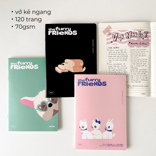 Combo 3 Vở kẻ ngang 120 trang Crabit x SGT - The Furry Friends