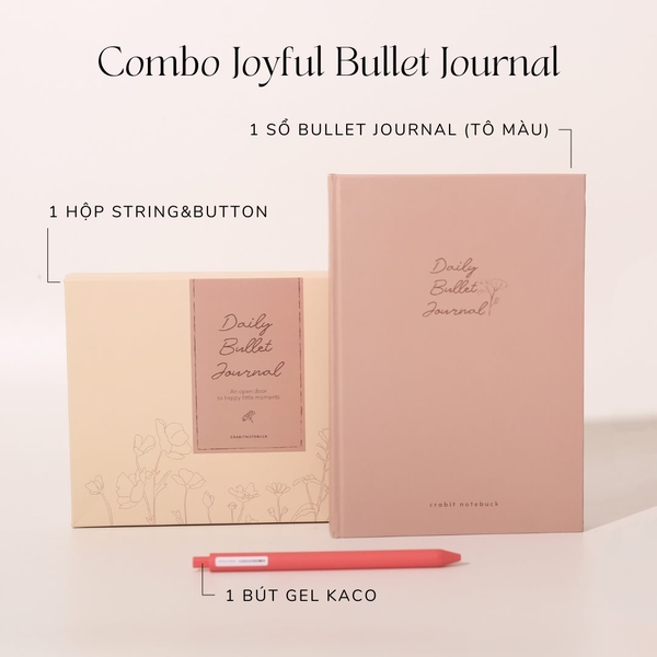 Bộ sổ Joyful Daily Bullet Journal + 1 bút Phoenix Tím