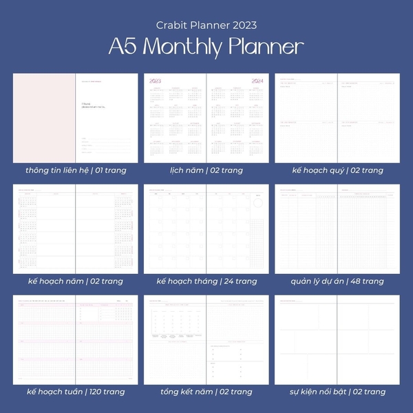 Sổ lịch Planner 2023 - Màu xanh dương
