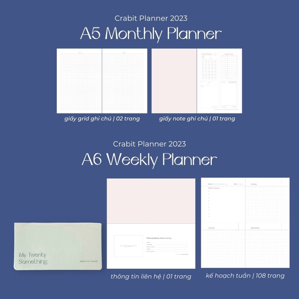 Sổ lịch Planner 2023 - Màu xanh dương