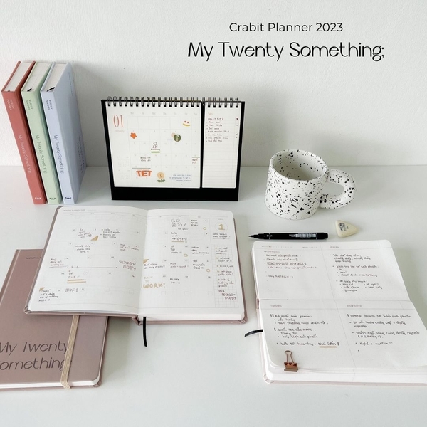 Sổ lịch Planner 2023 lên kế hoạch 12 tháng - Màu hồng