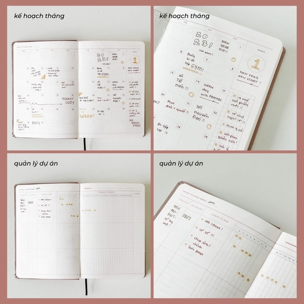 Sổ lịch Planner 2023 lên kế hoạch 12 tháng - Màu hồng