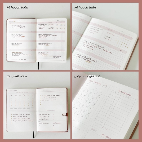 Sổ lịch Planner 2023 lên kế hoạch 12 tháng - Màu hồng
