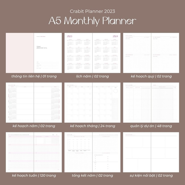 Sổ lịch Planner 2023 - Planner Nâu