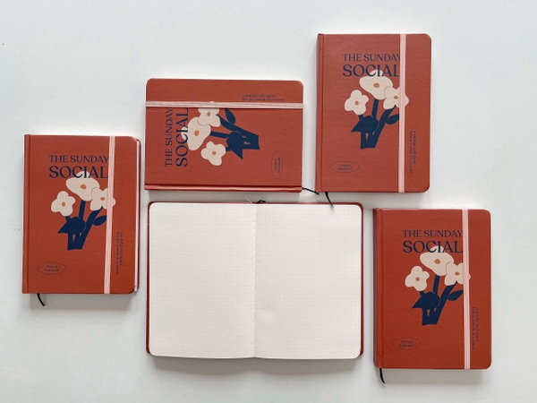 Sổ chấm dot A5, 130gsm, The Sunday Social, Hoa đỏ