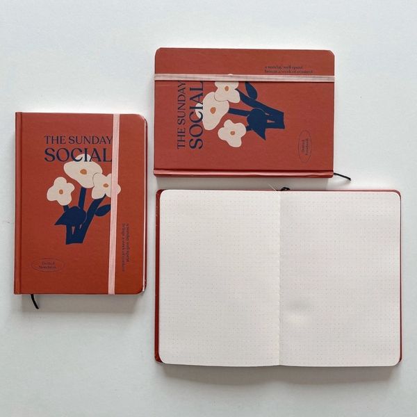 Sổ chấm dot A5, 130gsm, The Sunday Social, Hoa đỏ