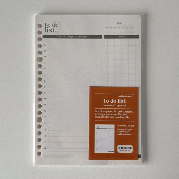 Tập giấy ruột sổ còng A5 lên kế hoạch 20 lỗ