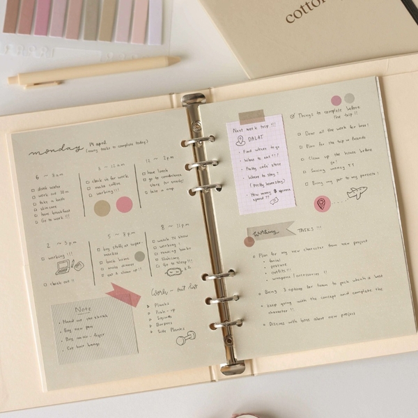 Ruột sổ còng A5 6 lỗ chấm dot màu sắc