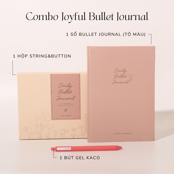 Bộ sổ Joyful Daily Bullet Journal + 1 bút Phoenix Tím